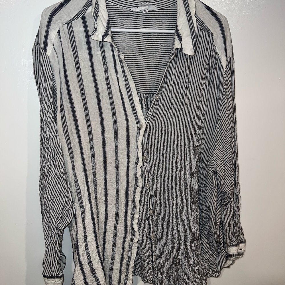 Black and White Mixed Striped Shirt